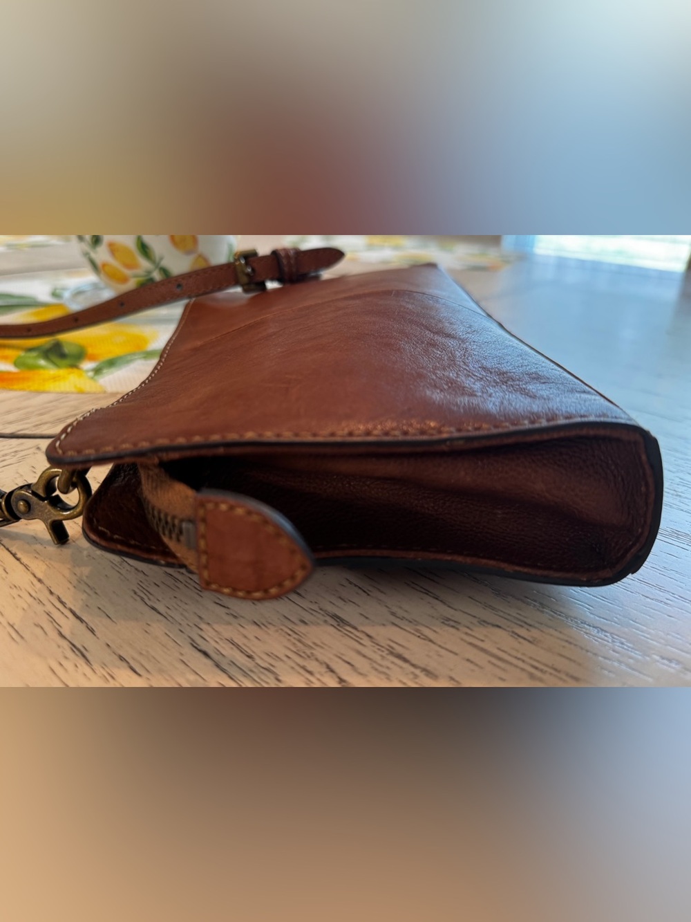 Frye Lucy Cognac Leather Crossbody Organizer Bag - Picture 9 of 16